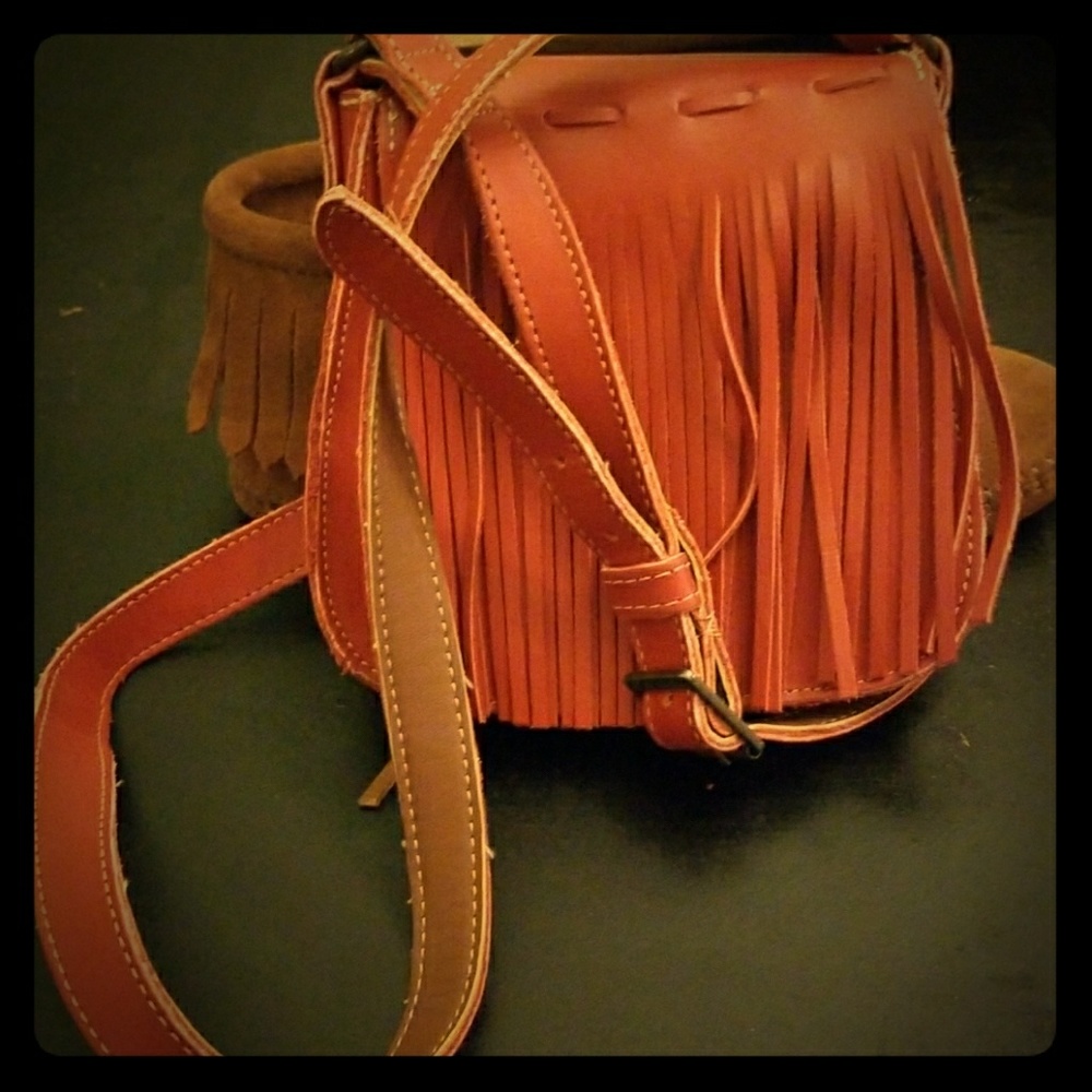 Red leather Minnetonka bag